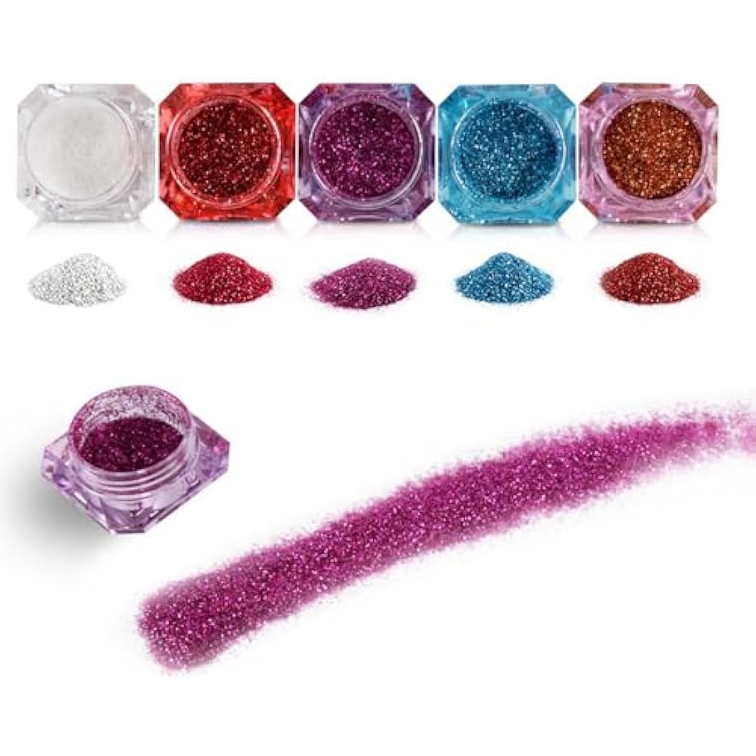 Jolof Store 40-Piece 5ml Diamond Cosmetic Jars with Spatulas - 8 Colors