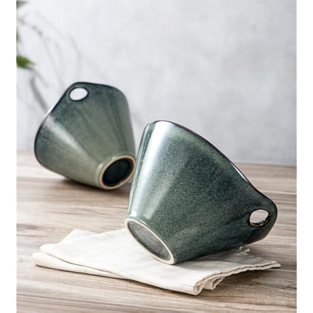 Henten Home Ceramic Ramen Bowl Set of 2 – 780ml Green Reactive Glaze