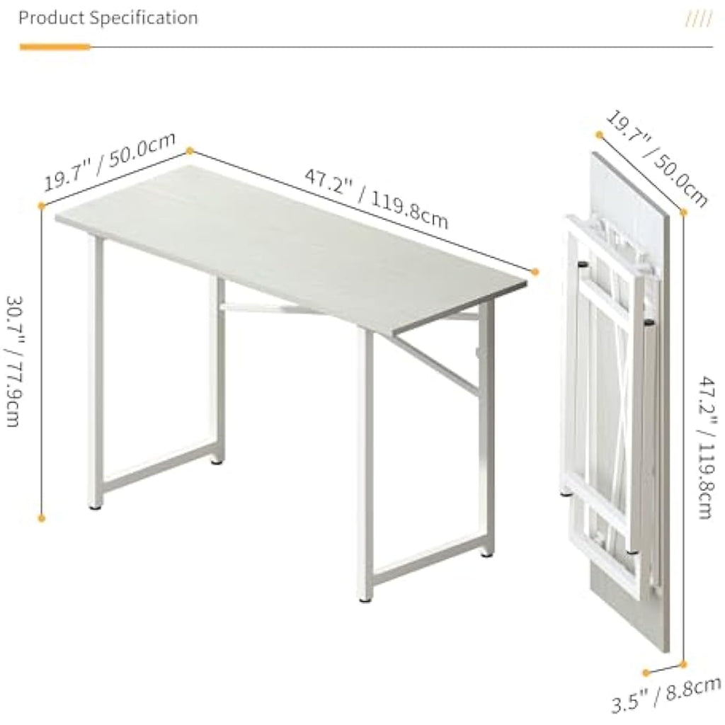120cm Folding Desk – No Assembly White Gaming Table