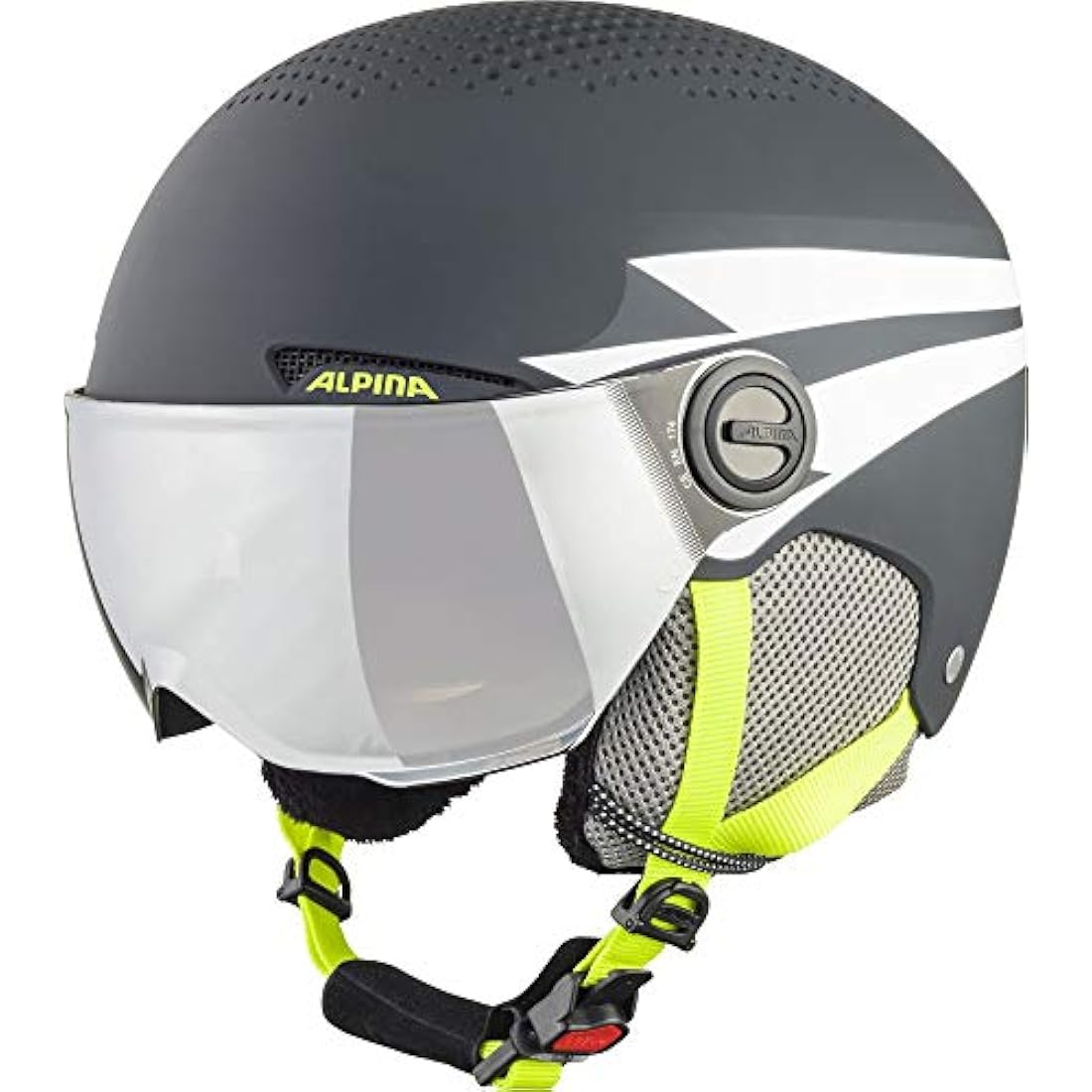 Alpina Zupo Visor Q-Lite Kids Ski Helmet – Charcoal Neon Matt