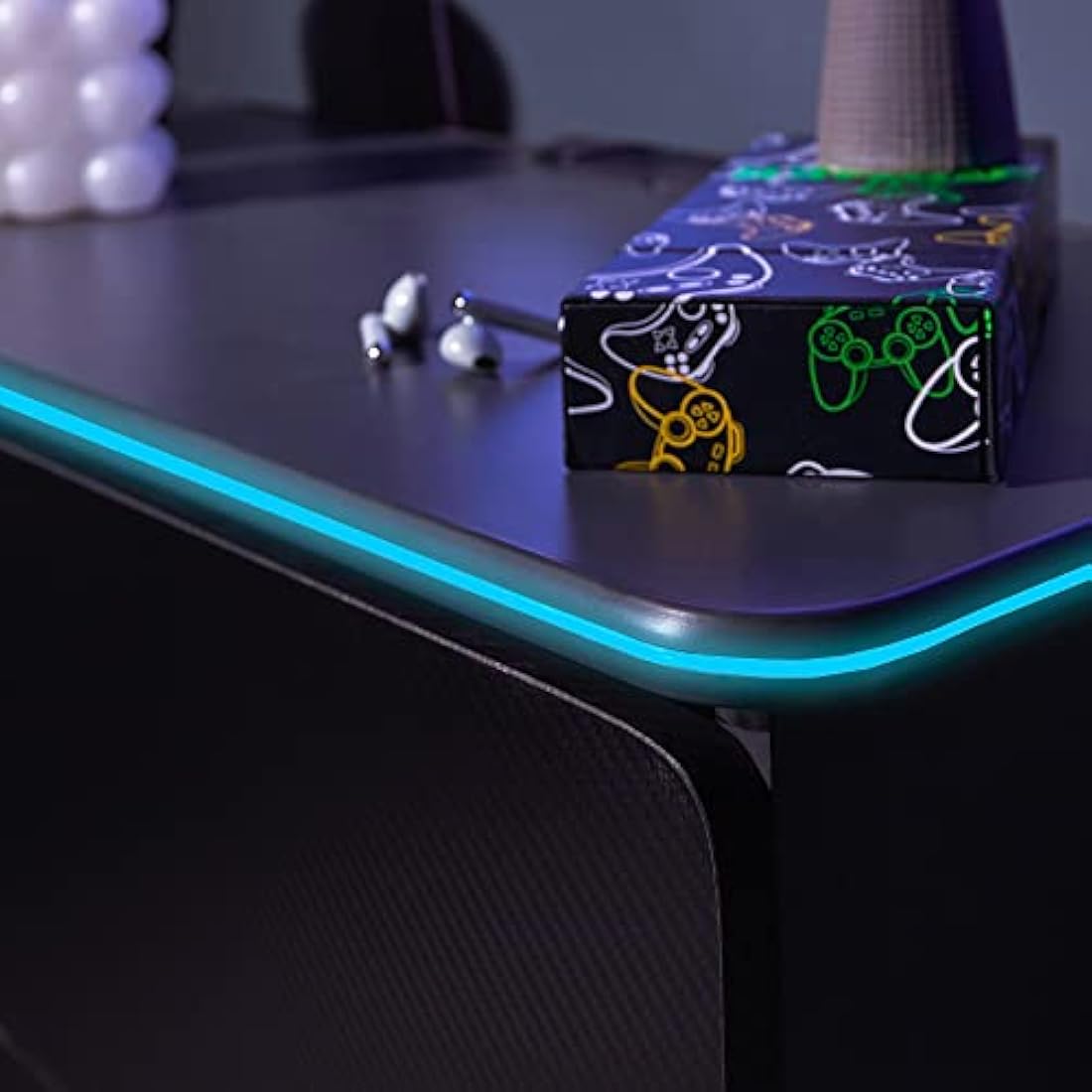 X-Rocker 3 Drawer Chest with RGB LED Lighting – Grey/Red Gaming Dresser