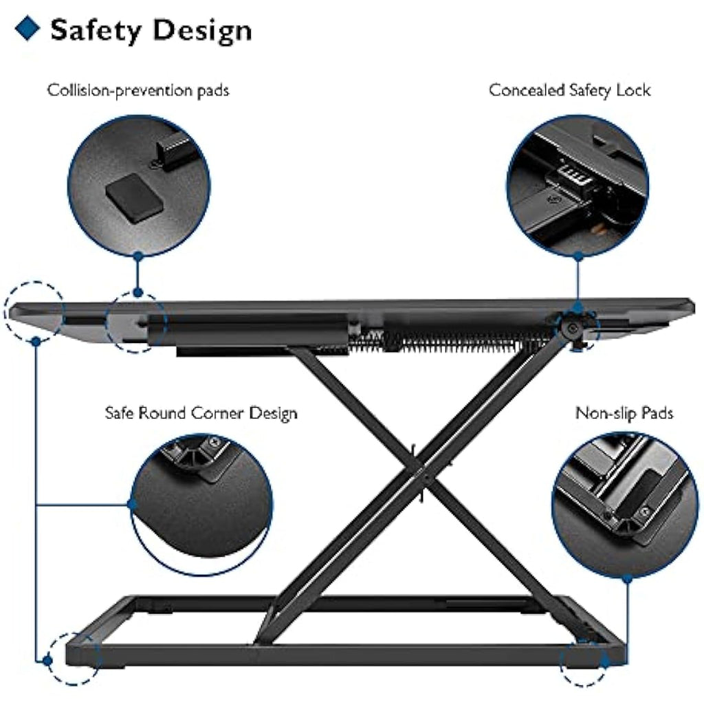 BONTEC Standing Desk Converter | 67x47cm Slim X-Frame Sit Stand Riser