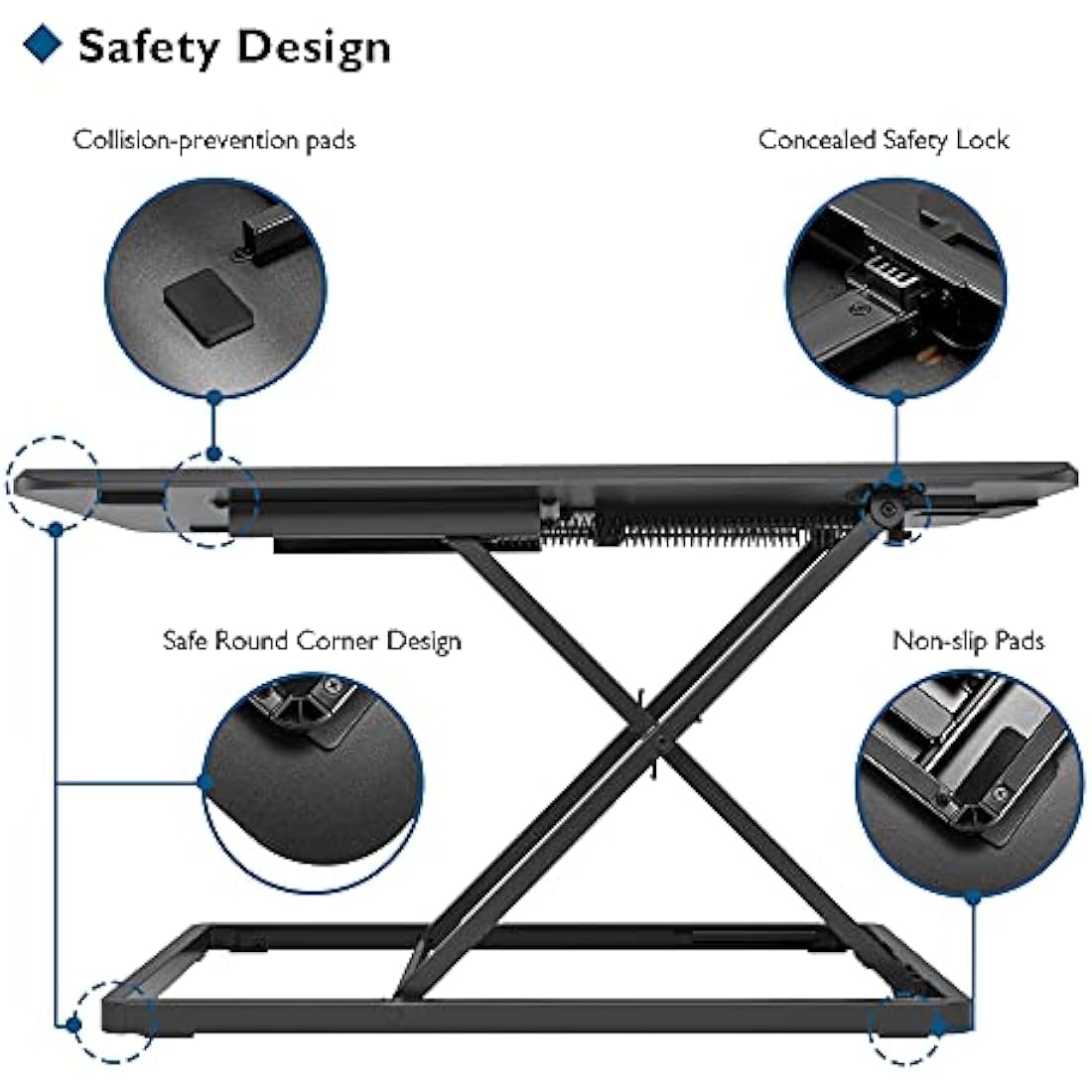BONTEC Standing Desk Converter | 67x47cm Slim X-Frame Sit Stand Riser