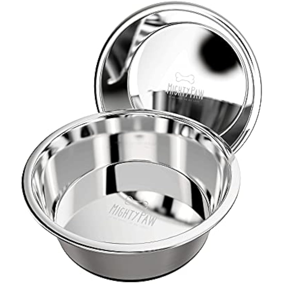 Mighty Paw Stainless Steel Dog Bowls – Non-Slip Silicone Base, 2-Pack