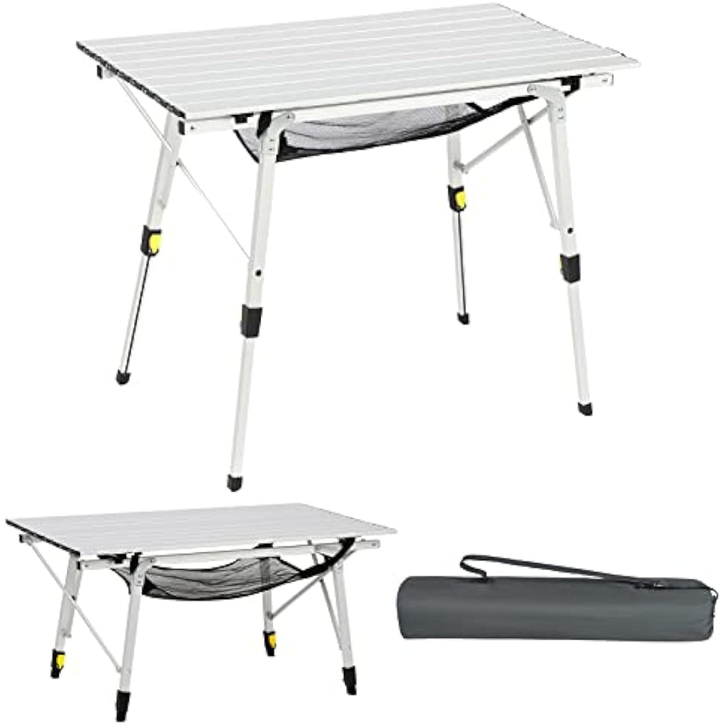 Portal Aluminum Folding Camping Table | Adjustable Height Rollup Picnic Table