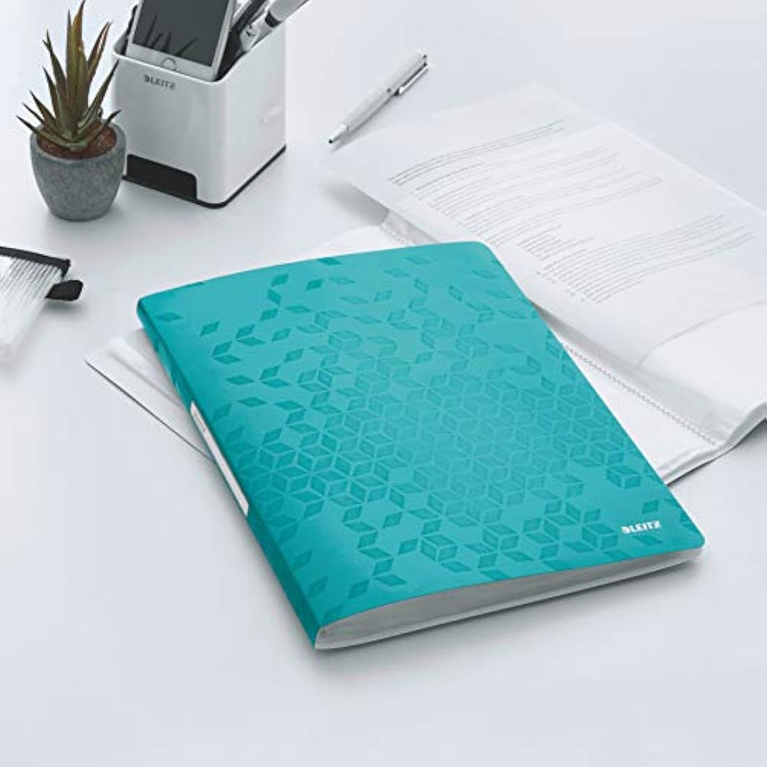 Leitz WOW A4 Display Book | 40 Pockets, 80 Sheet Capacity – Ice Blue