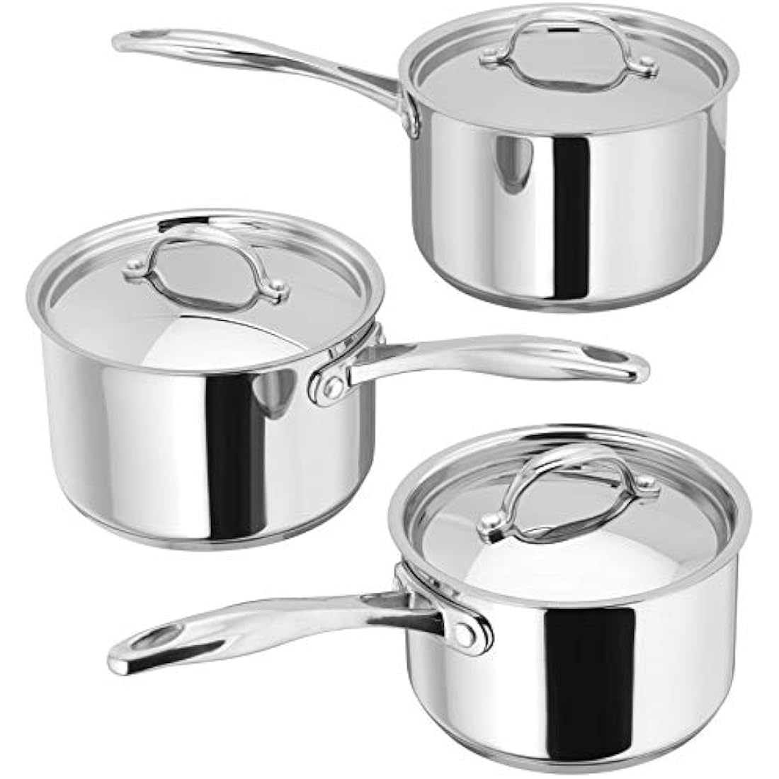 Stellar Profile 3-Piece Stainless Steel Saucepan Set | Induction Ready