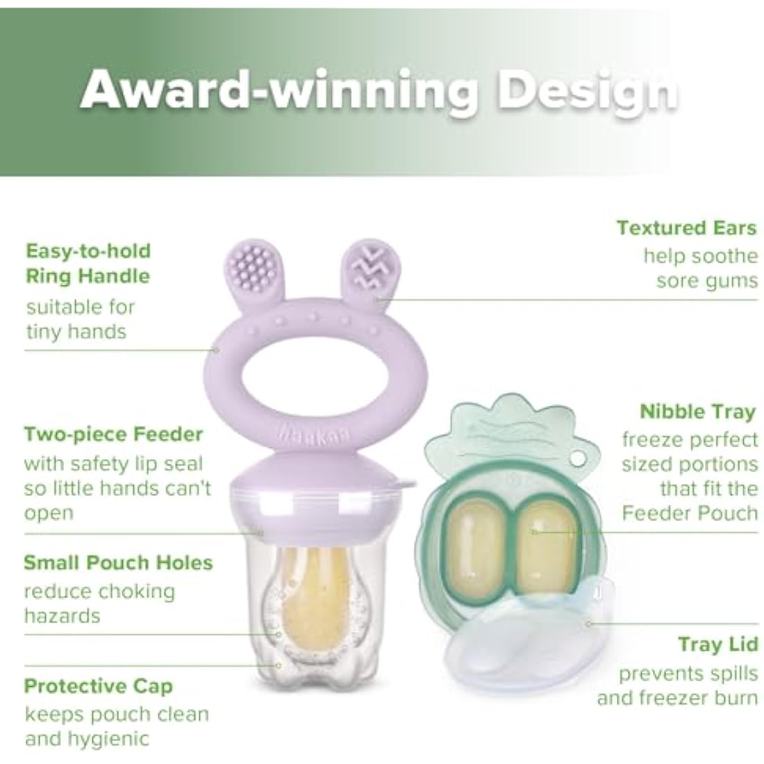 Haakaa Baby Fruit Feeder & Silicone Freezer Tray Set - Lavender
