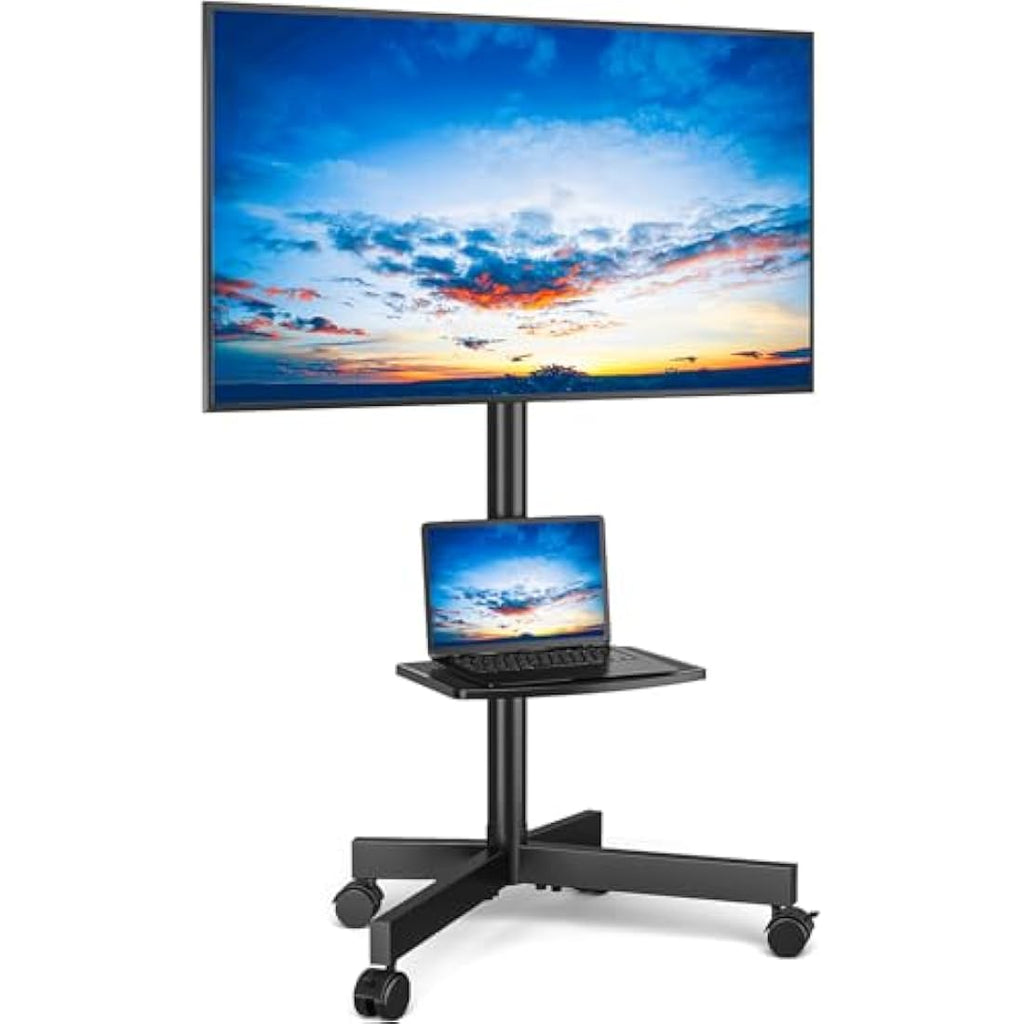 RFIVER Mobile TV Stand – Rolling TV Cart for 27-60 Inch Flat Curved TVs