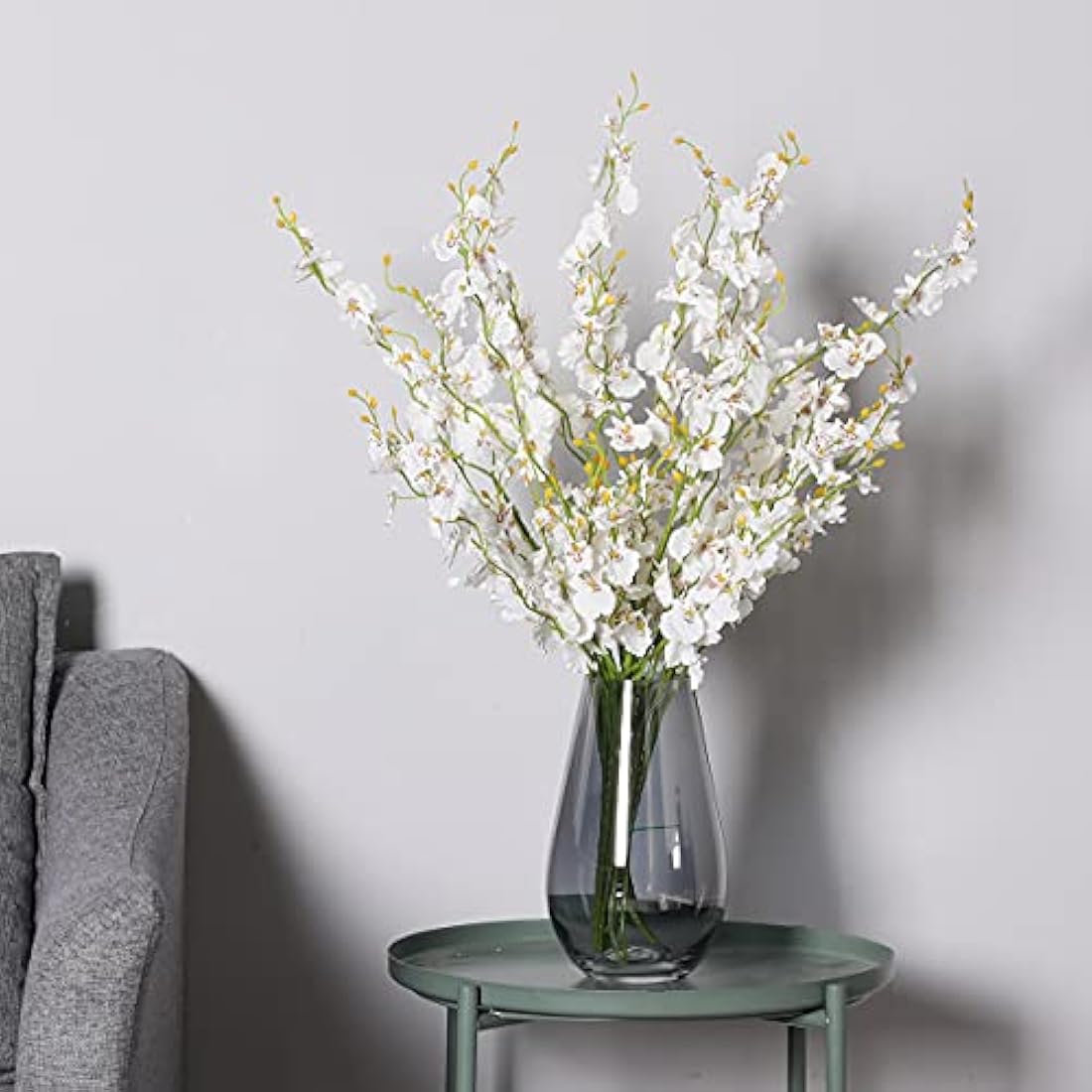 Kisflower 12Pcs White Artificial Dancing Orchids - 38" Silk Flower Stems