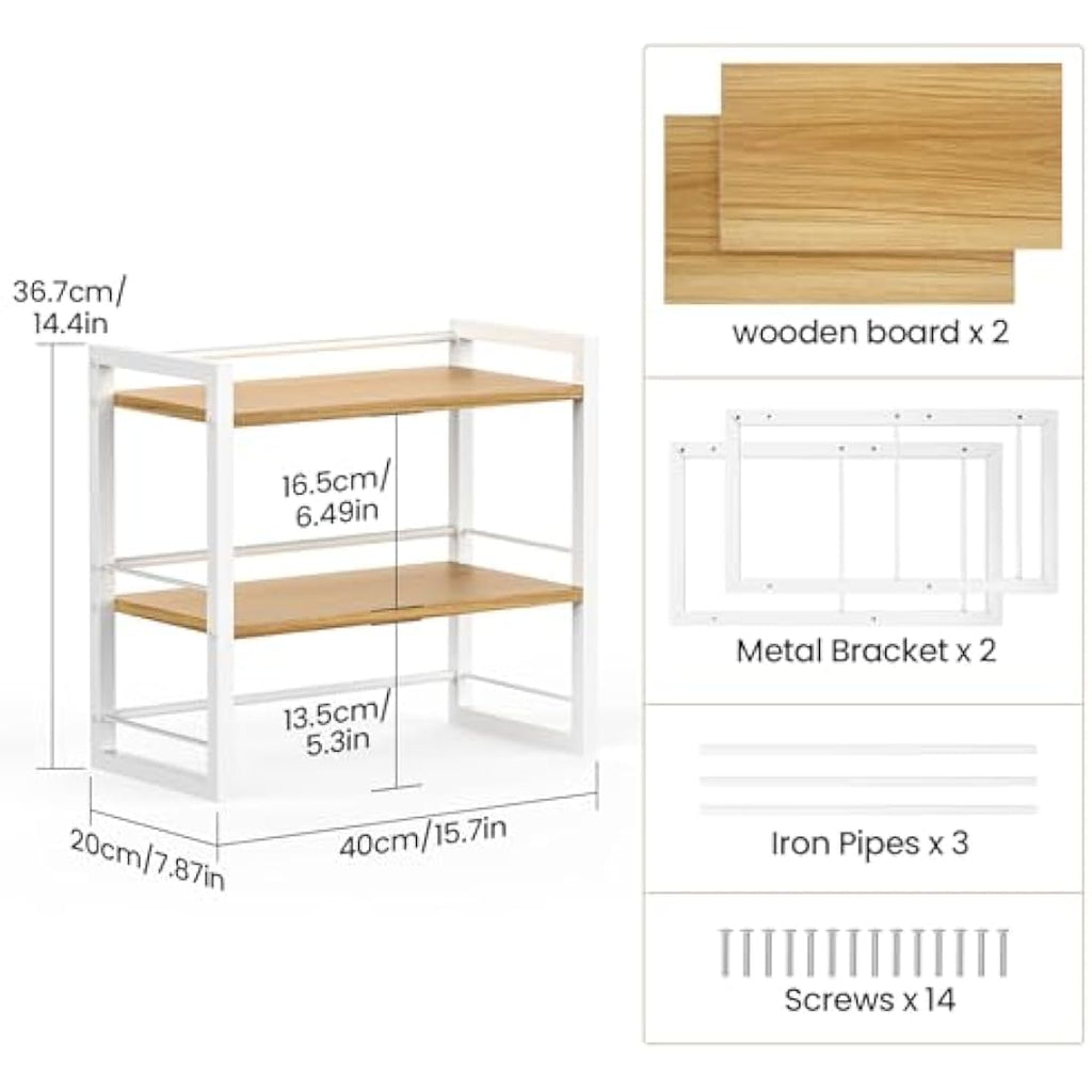 Wood Desktop Bookshelf – 2-Tier Office Desk Shelf Organizer