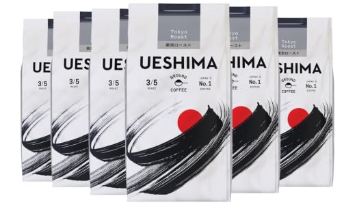Ueshima Tokyo Roast Ground Coffee – Smooth Medium Roast, 200g (Pack of 6)