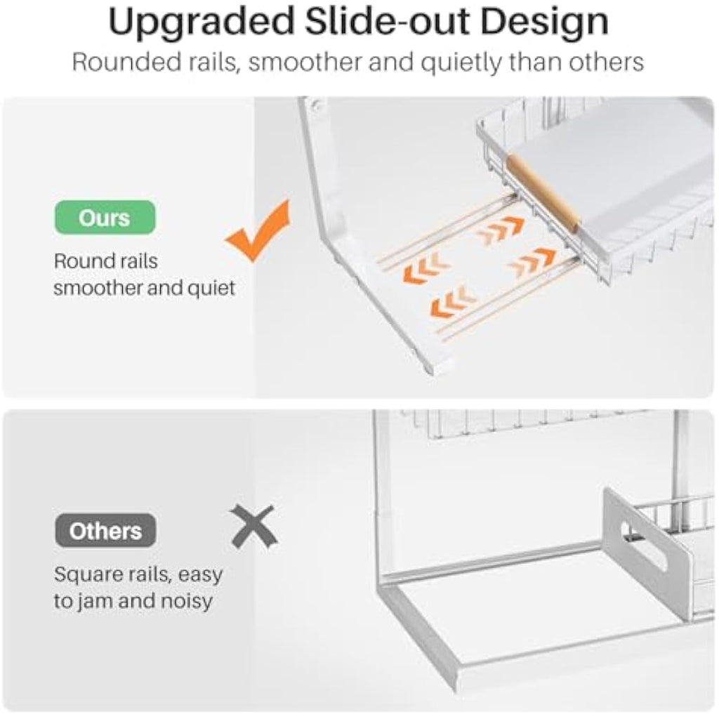 Kitstorack 2-Pack Under Sink Organiser | 2-Tier Metal Pull Out Rack