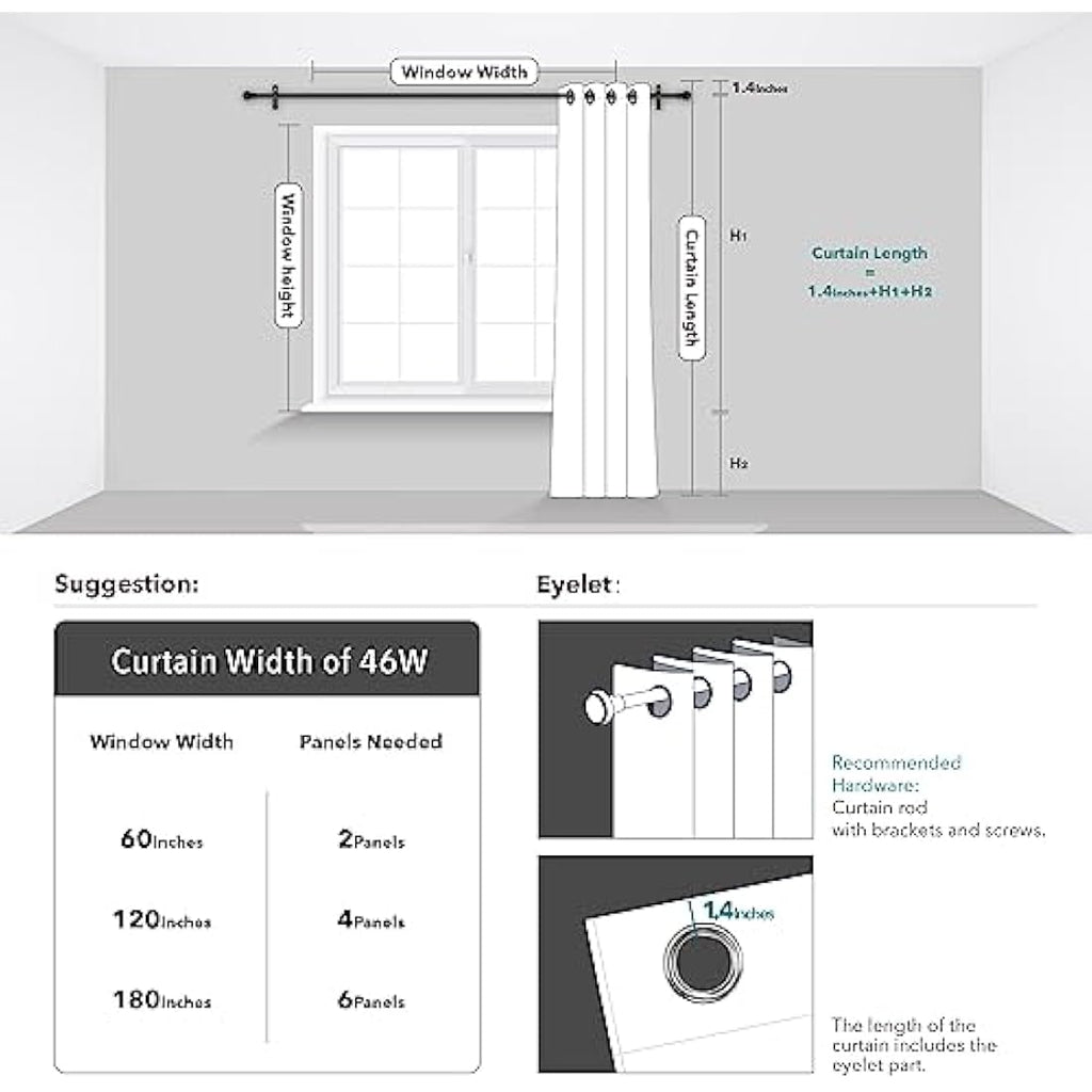 Deconovo Blackout Curtains | Foil Wave Thermal Insulated Drapes, 2 Panels