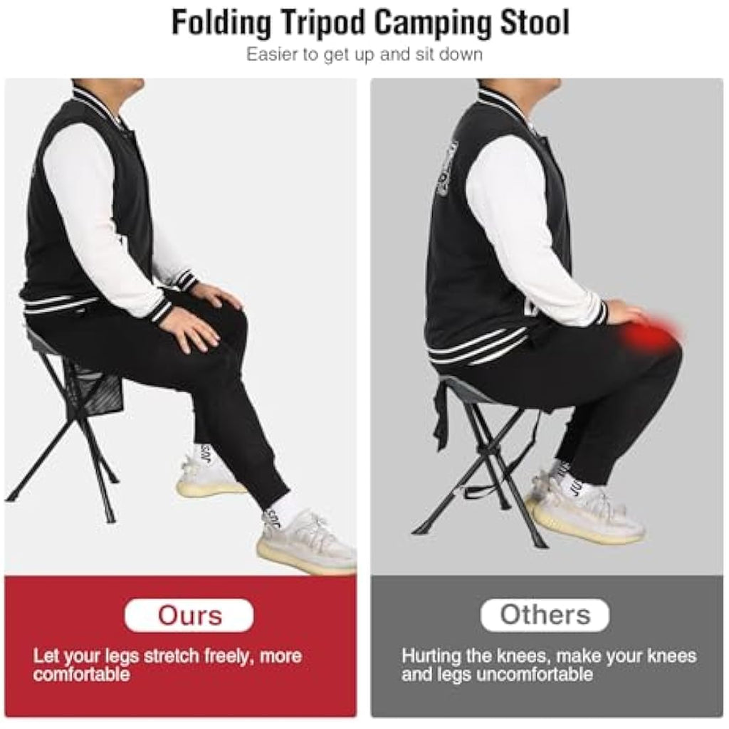 REDCAMP 22.4" Tall Folding Tripod Stool 2-Pack | Portable Camping Chairs