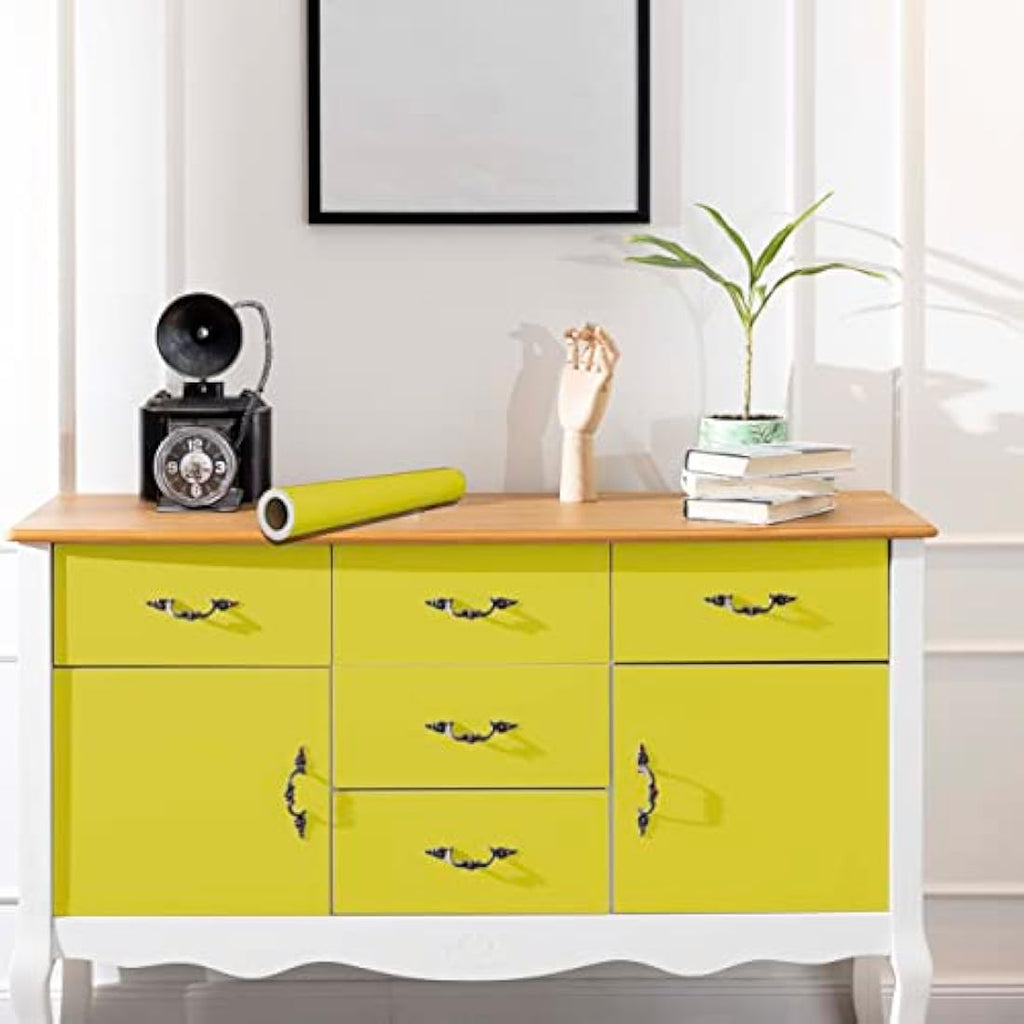 vgoltd Gloss Vinyl Wrap – Self Adhesive Furniture Contact Paper, Yellow