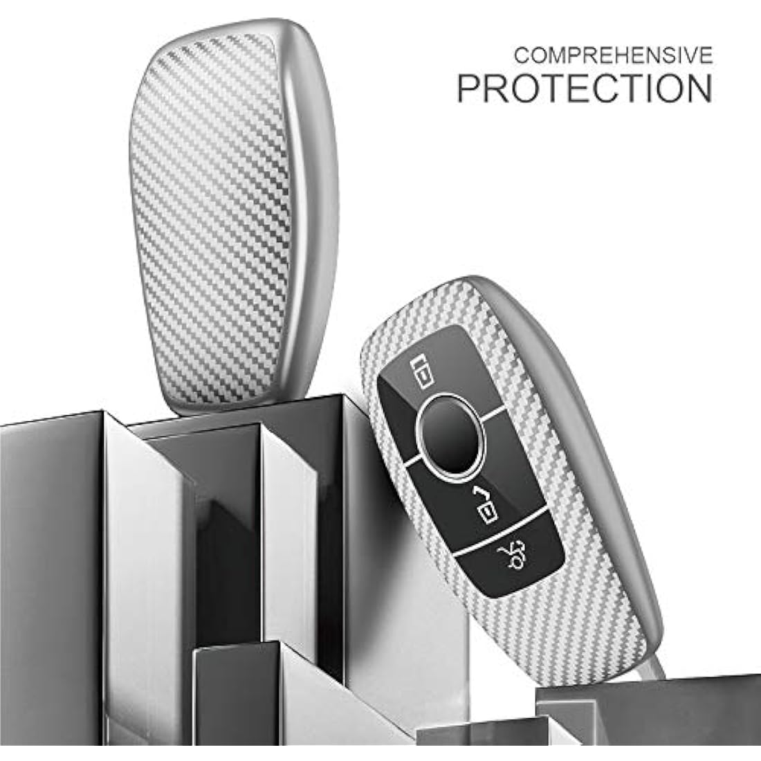 OATSBASF Mercedes Benz TPU Car Key Cover – E S C Class Fob Case, Silver