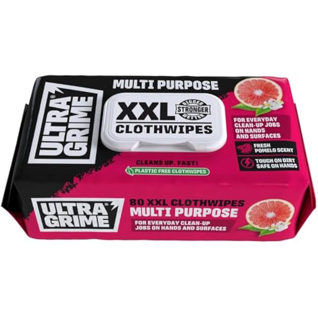 UltraGrime XXL Biodegradable Multi-Purpose Wipes | Pomelo Scent – 80pk