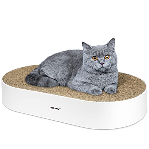 Furjoy Oval Cat Scratcher – Corrugated Cardboard Lounge Bed with Catnip