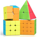 Roxenda Speed Cube Set | 2x2 3x3 4x4 Pyramid Stickerless Magic Cubes