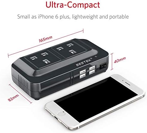 BESTEK 200W Power Inverter | 12V to 240V Car Converter with 4 USB Ports