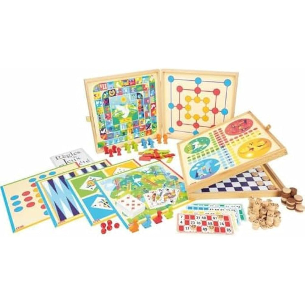Jeujura Classic Wooden Board Game Set - 150 Rules - Made in France