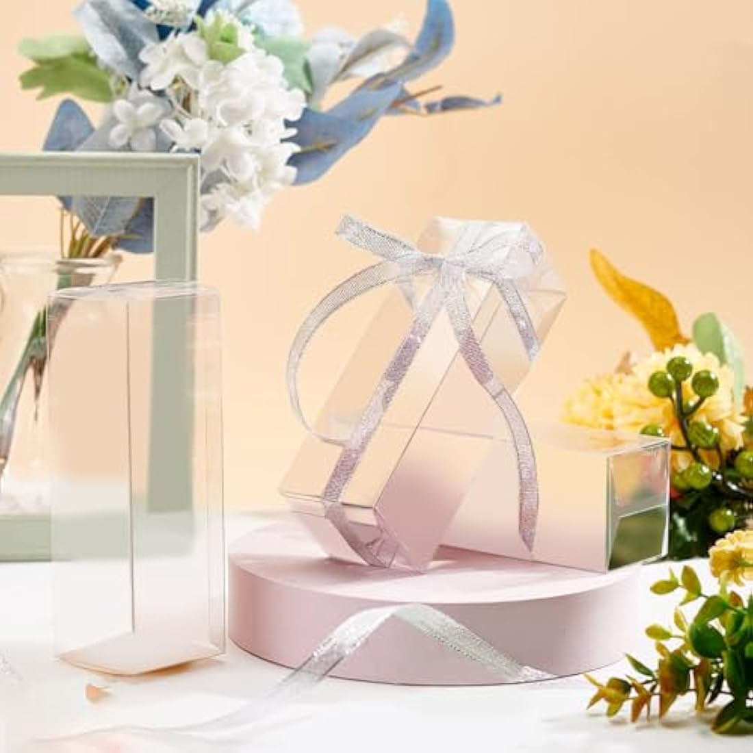 BENECREAT 30PCS Clear PVC Wedding Favour Boxes - 5x5x15cm Gift Boxes