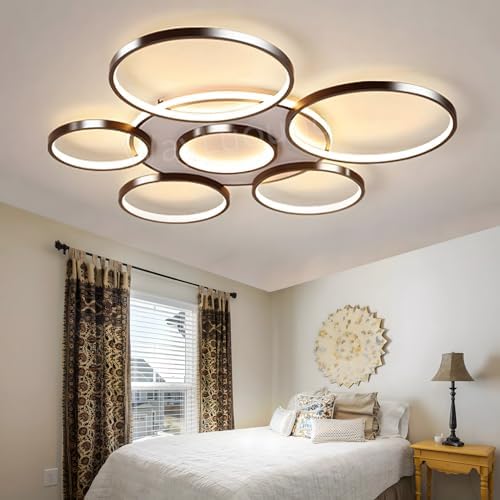 Jolof Store Modern 7-Ring LED Ceiling Light | 120W Dimmable Black Lamp