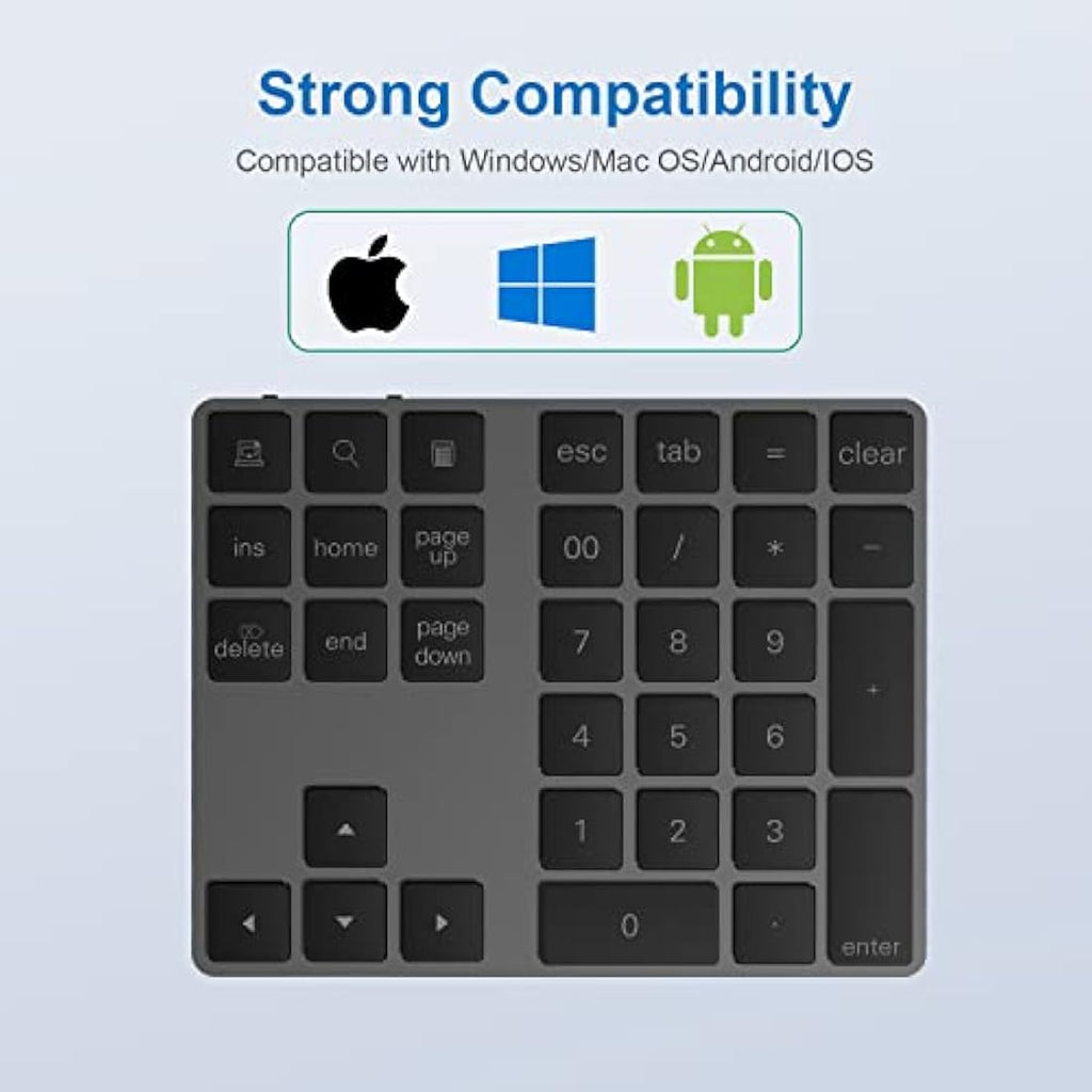 Yeemie Bluetooth Numeric Keypad – 34-Key Wireless Number Pad, Black