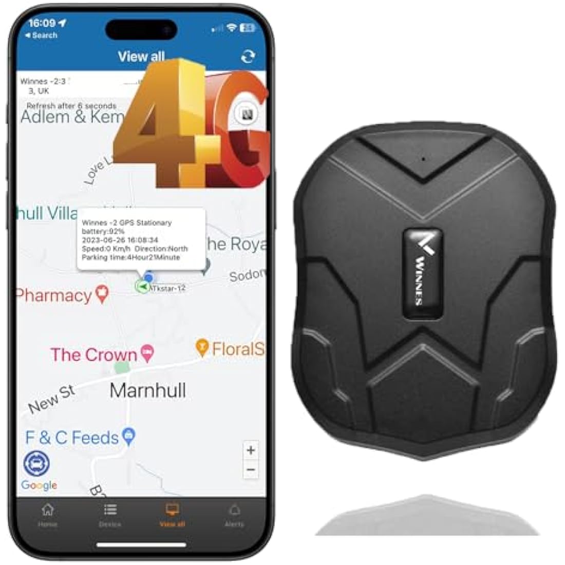 Winnes 4G Magnetic GPS Tracker – Wireless Anti-Theft Vehicle Tracking Device