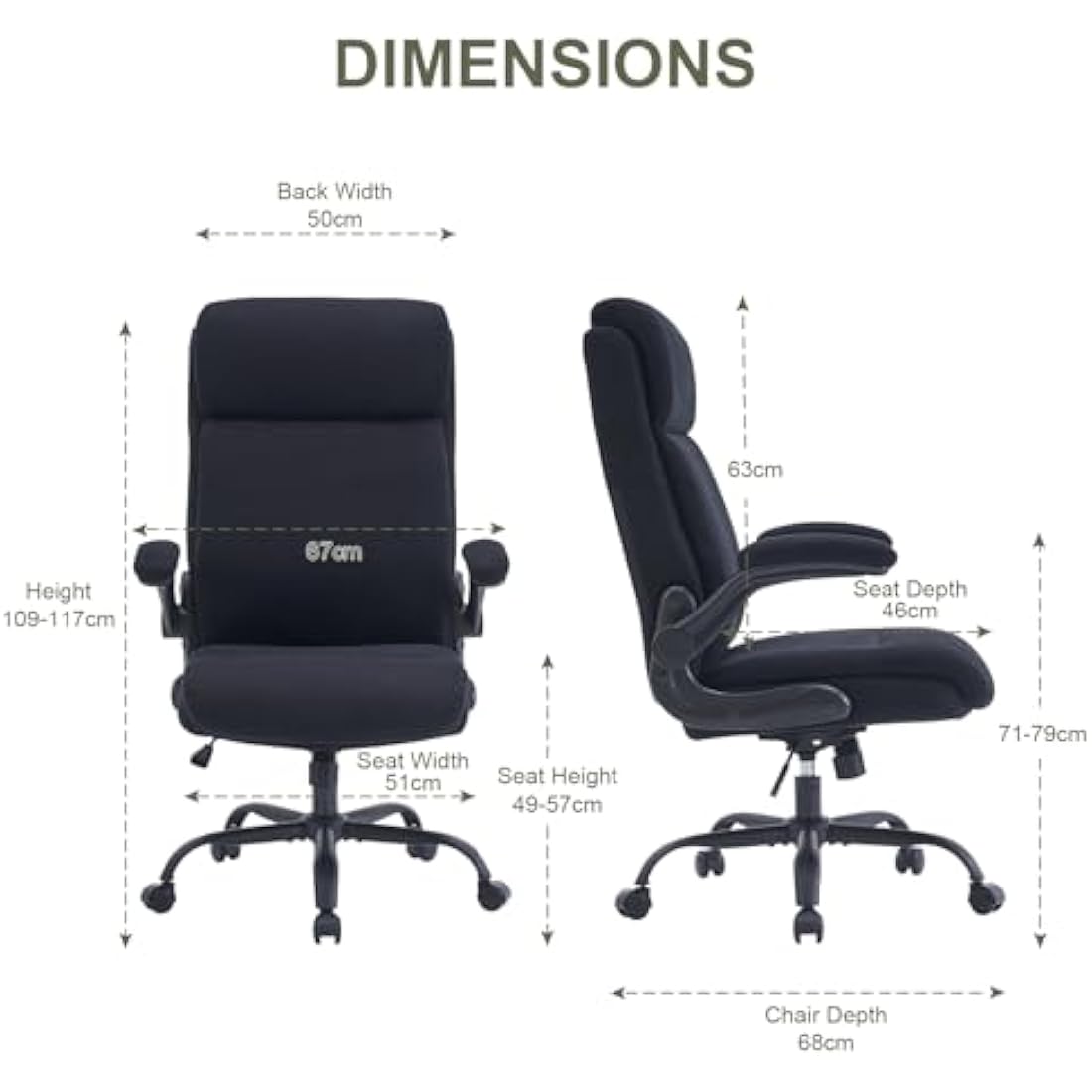 CASTLOVE Ergonomic Office Chair – Fabric Desk Chair with Flip-Up Arms