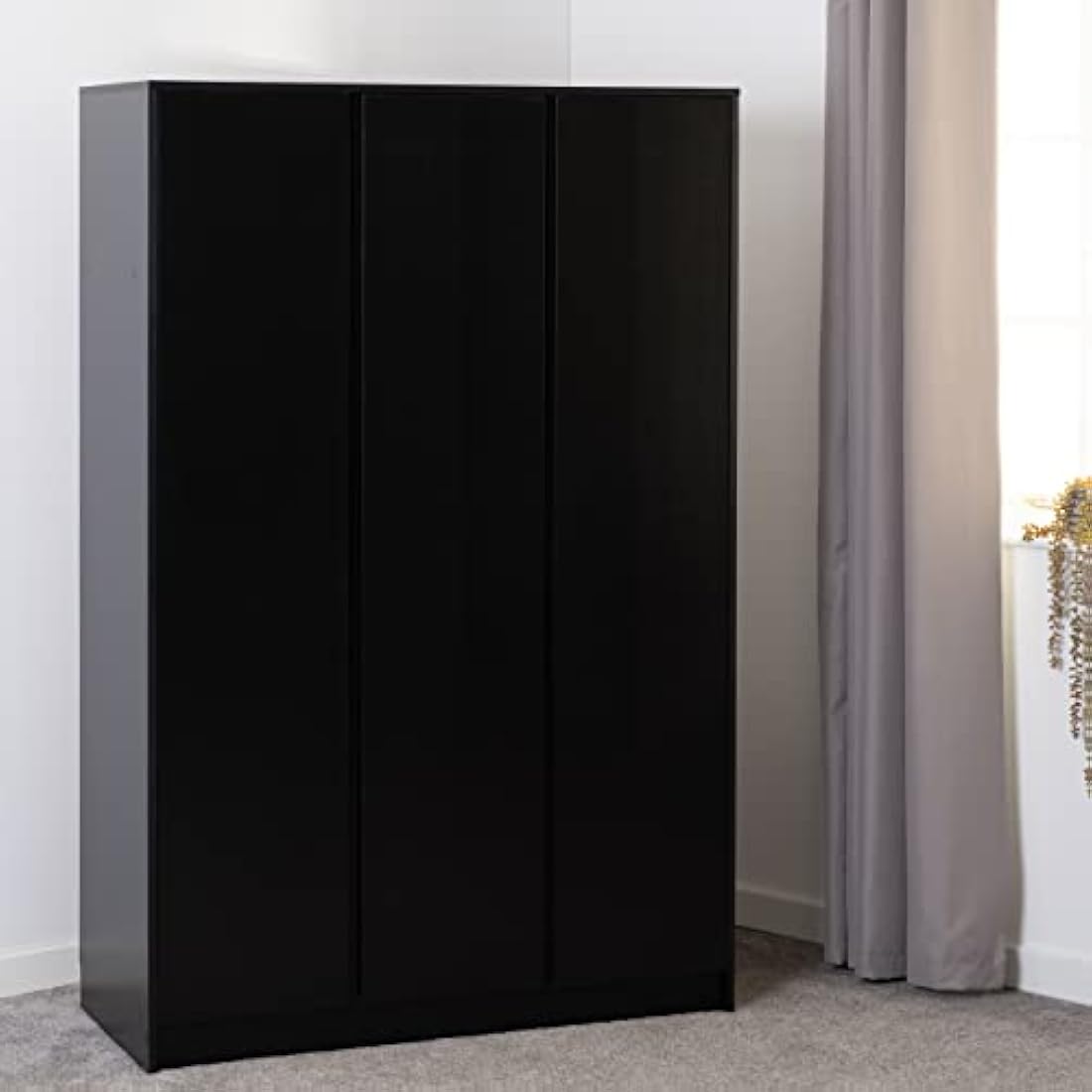 Seconique Malvern 3 Door Wardrobe in Black | Modern Bedroom Storage