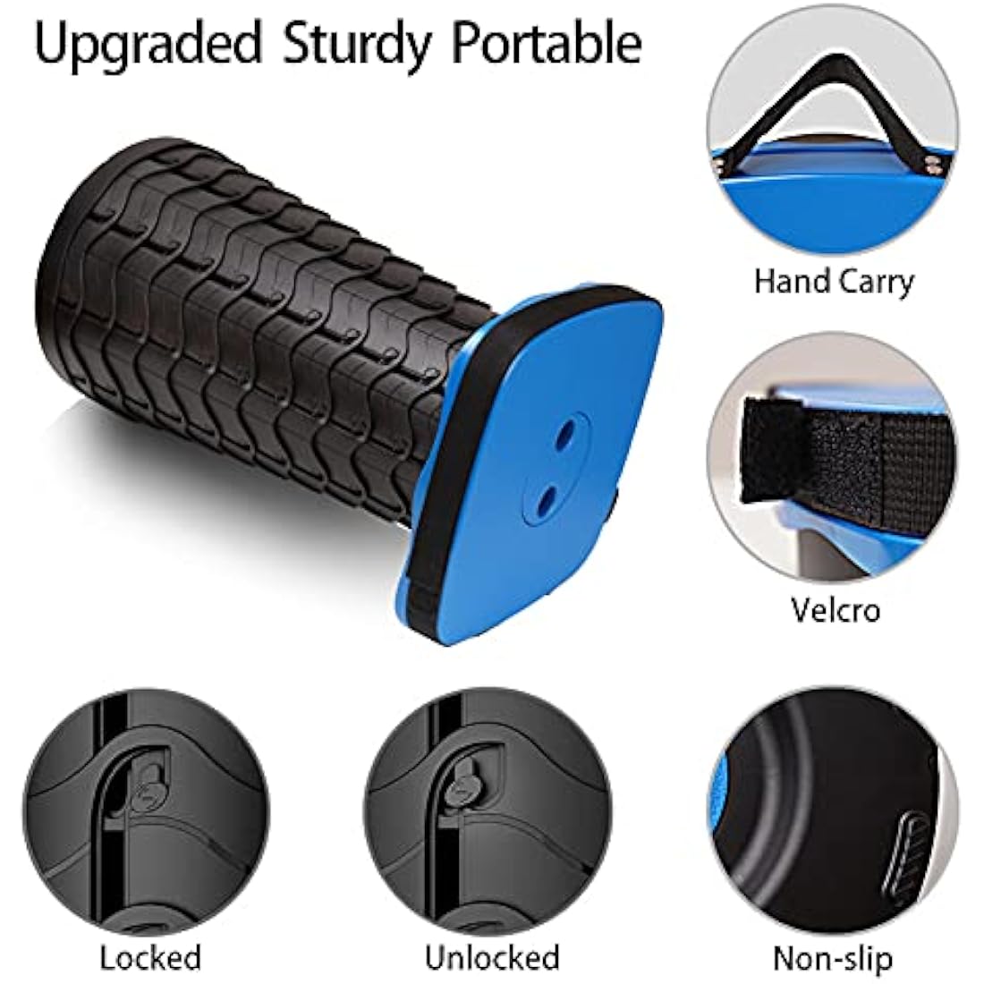 FIEMACH Portable Telescopic Stool - Upgraded Square Folding Seat, Blue