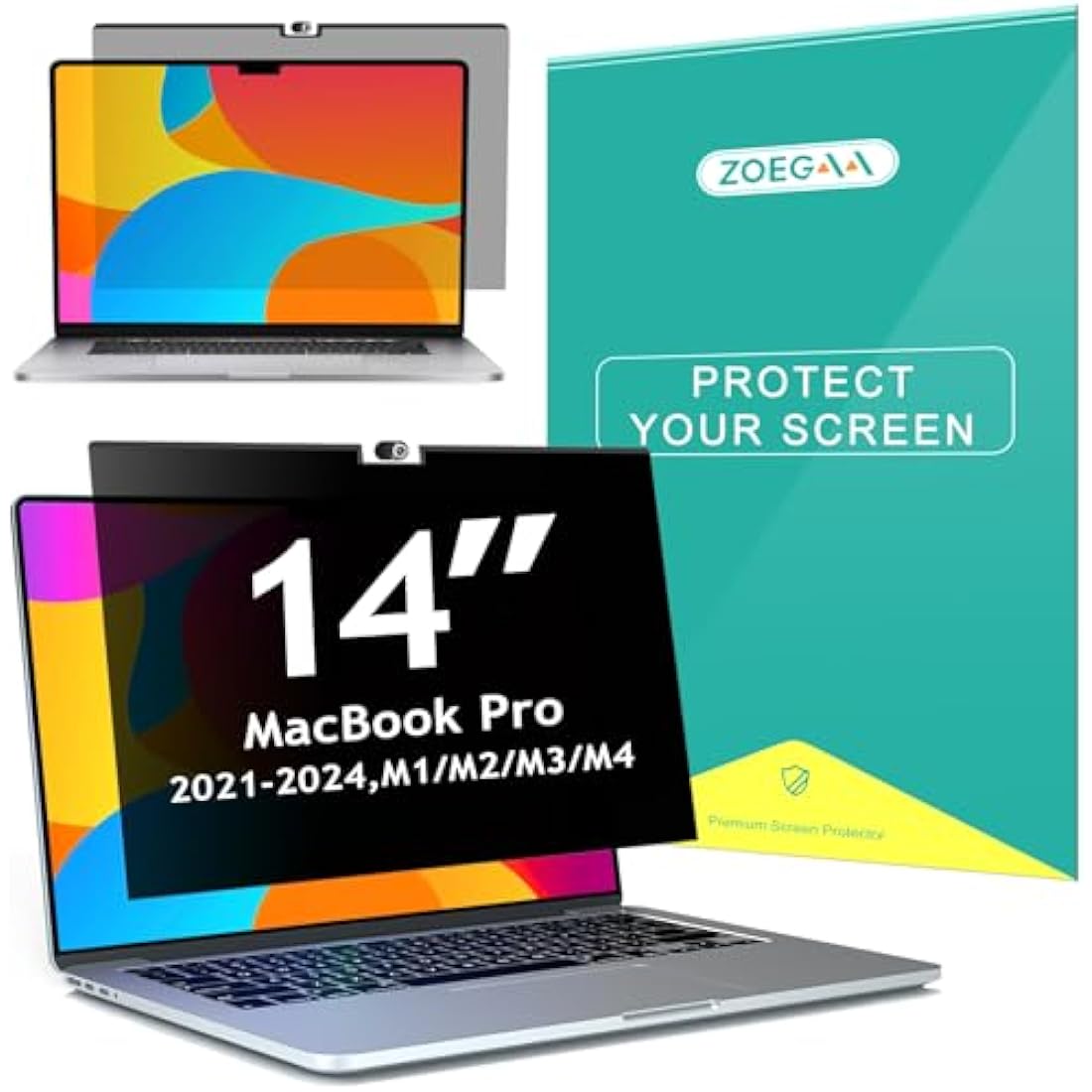 ZOEGAA Magnetic Privacy Screen for MacBook Pro 14 (2021-2024) | Anti-Blue