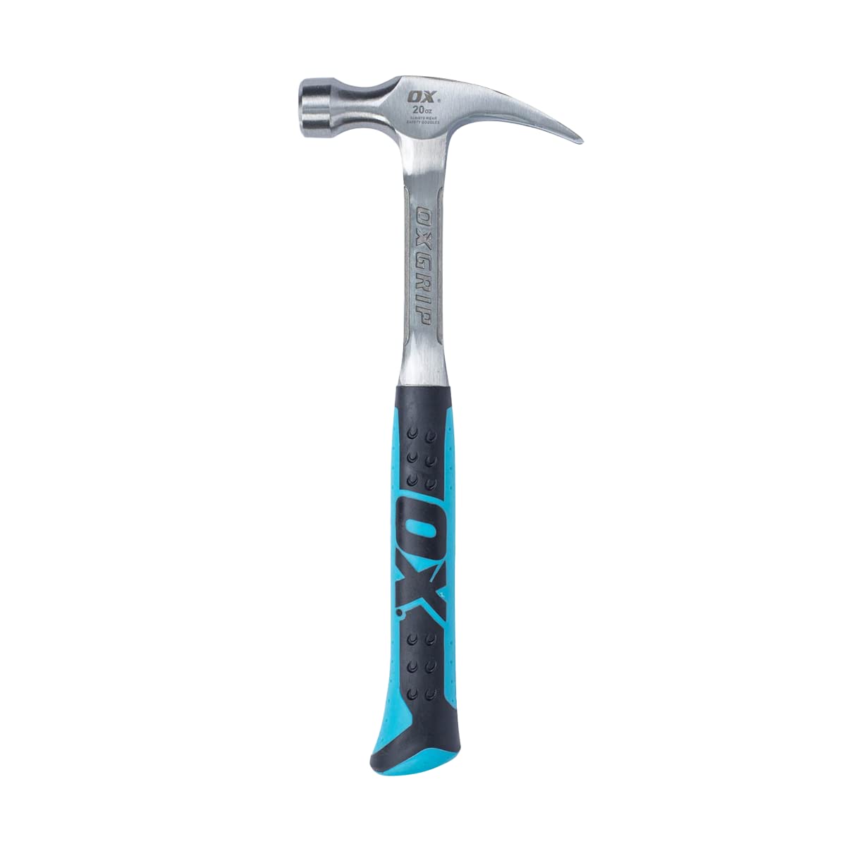 OX Pro 20 oz Straight Rip Claw Hammer with Non-Slip Handle – Multi-Colour