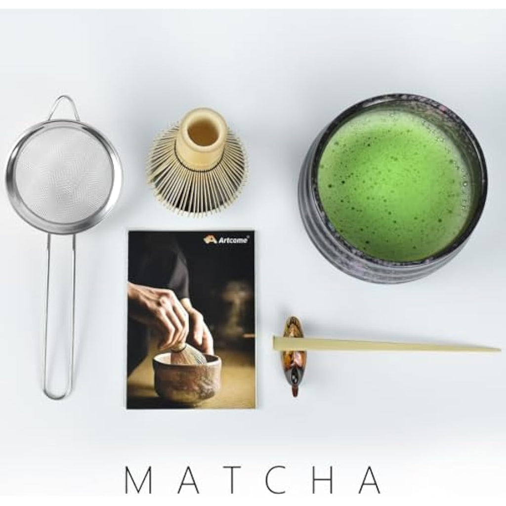 Artcome Matcha Ceremony Kit – 7-Piece Bamboo Tea Set with Bowl (Black)