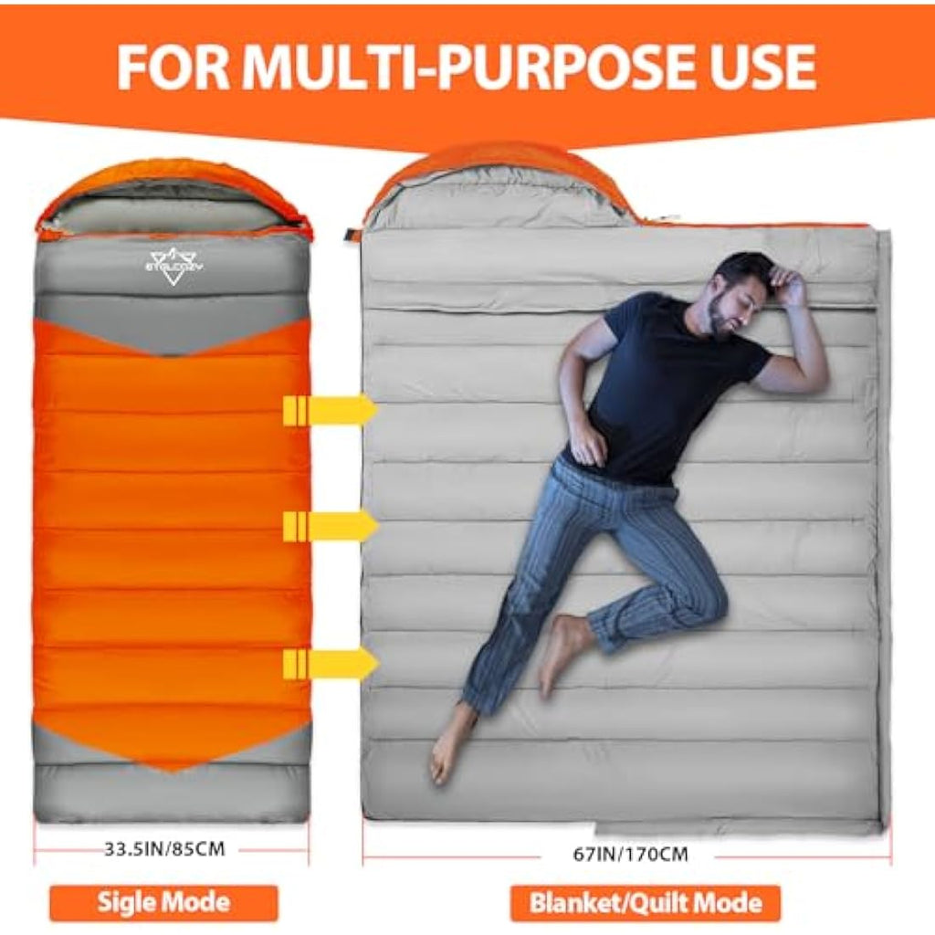 ETGLCOZY XL Sleeping Bag | 4-Season Cold Weather Camping with Compression Sack