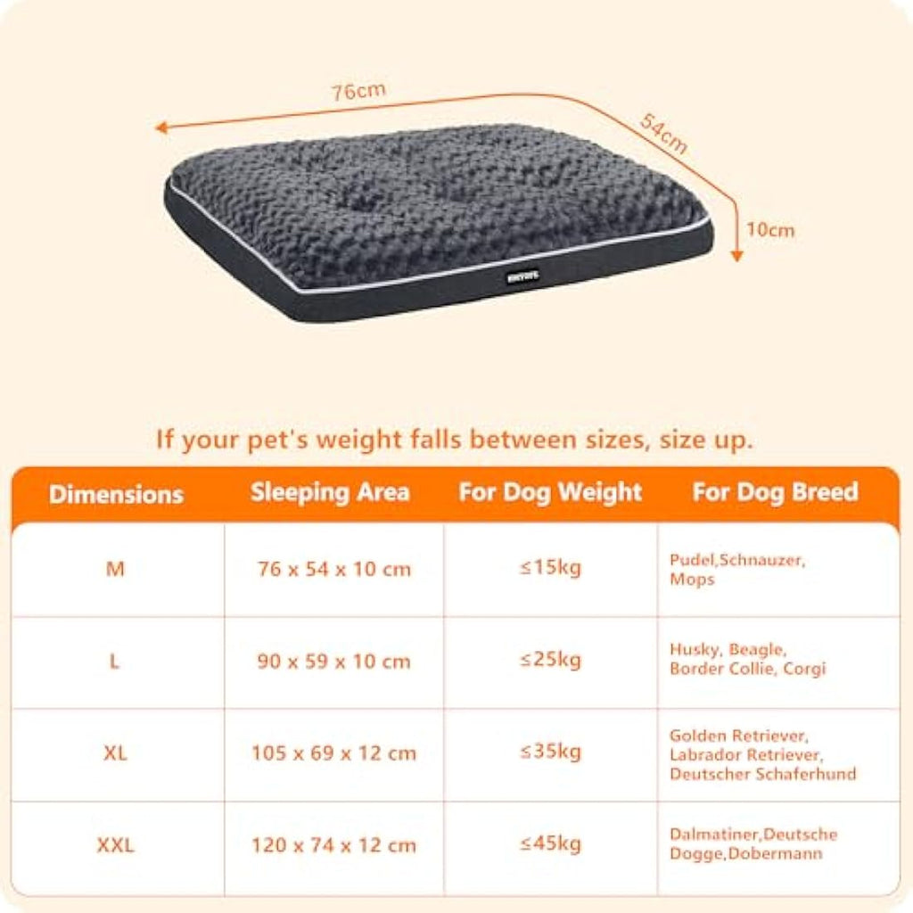 HMTOPE Orthopaedic Dog Bed – Washable Double Deck Pet Mat, Dark Grey