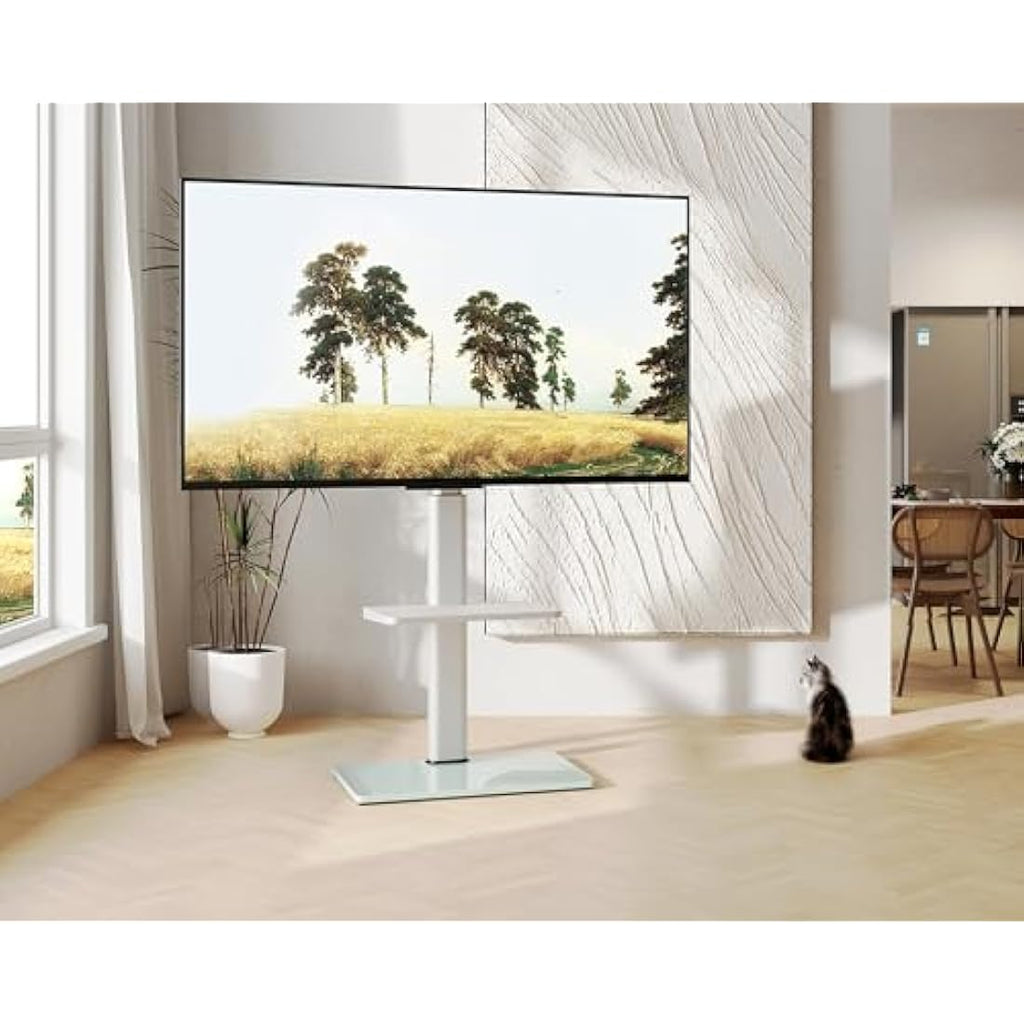 FITUEYES White TV Floor Stand | Swivel Mount for 32-60 Inch TVs