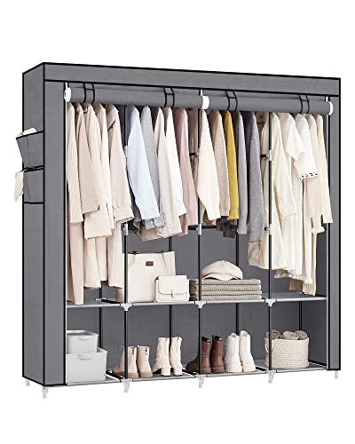 SONGMICS Portable Clothes Wardrobe – Large Fabric Closet with 4 Rails
