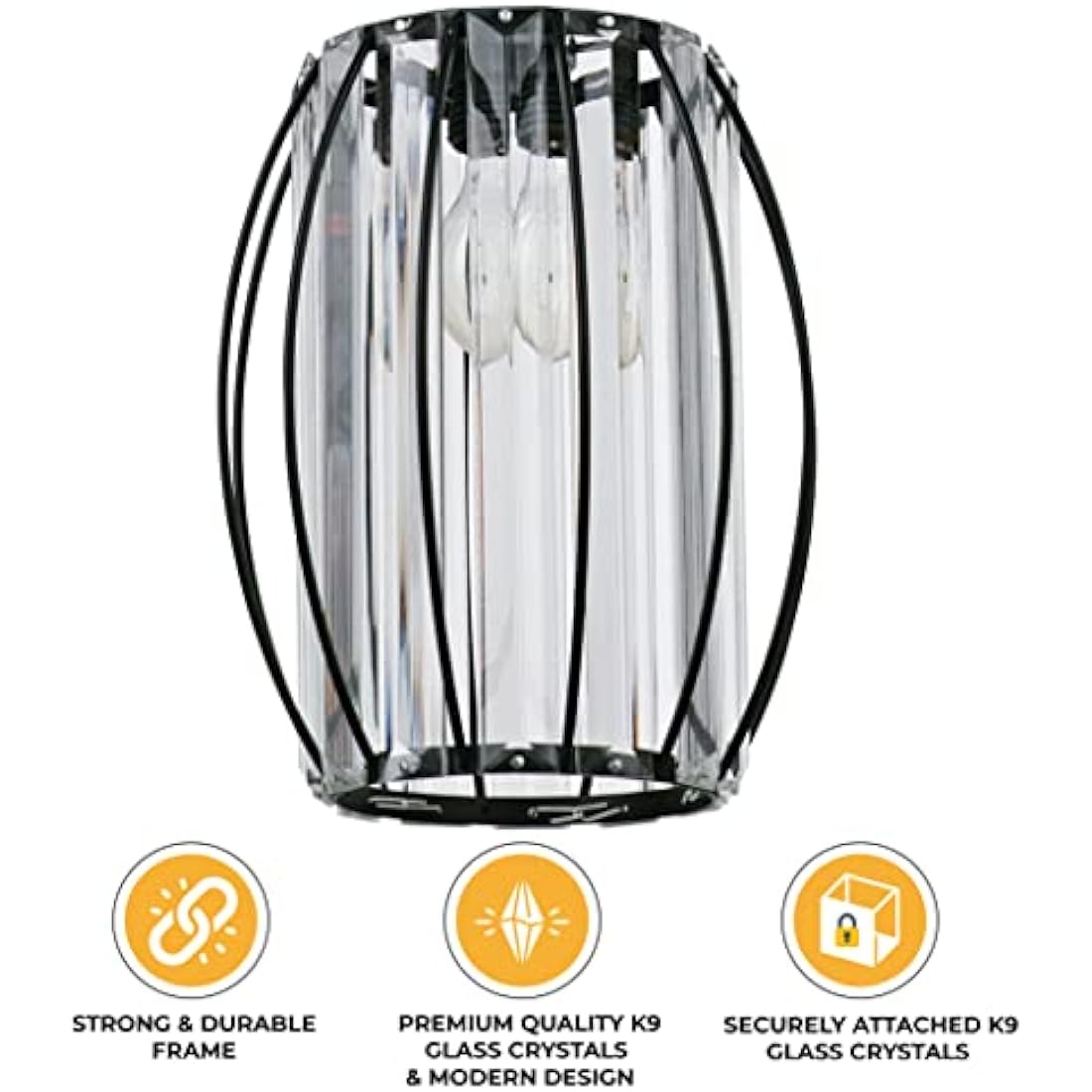 Black Crystal Cylinder Lampshade for Ceiling & Bedside