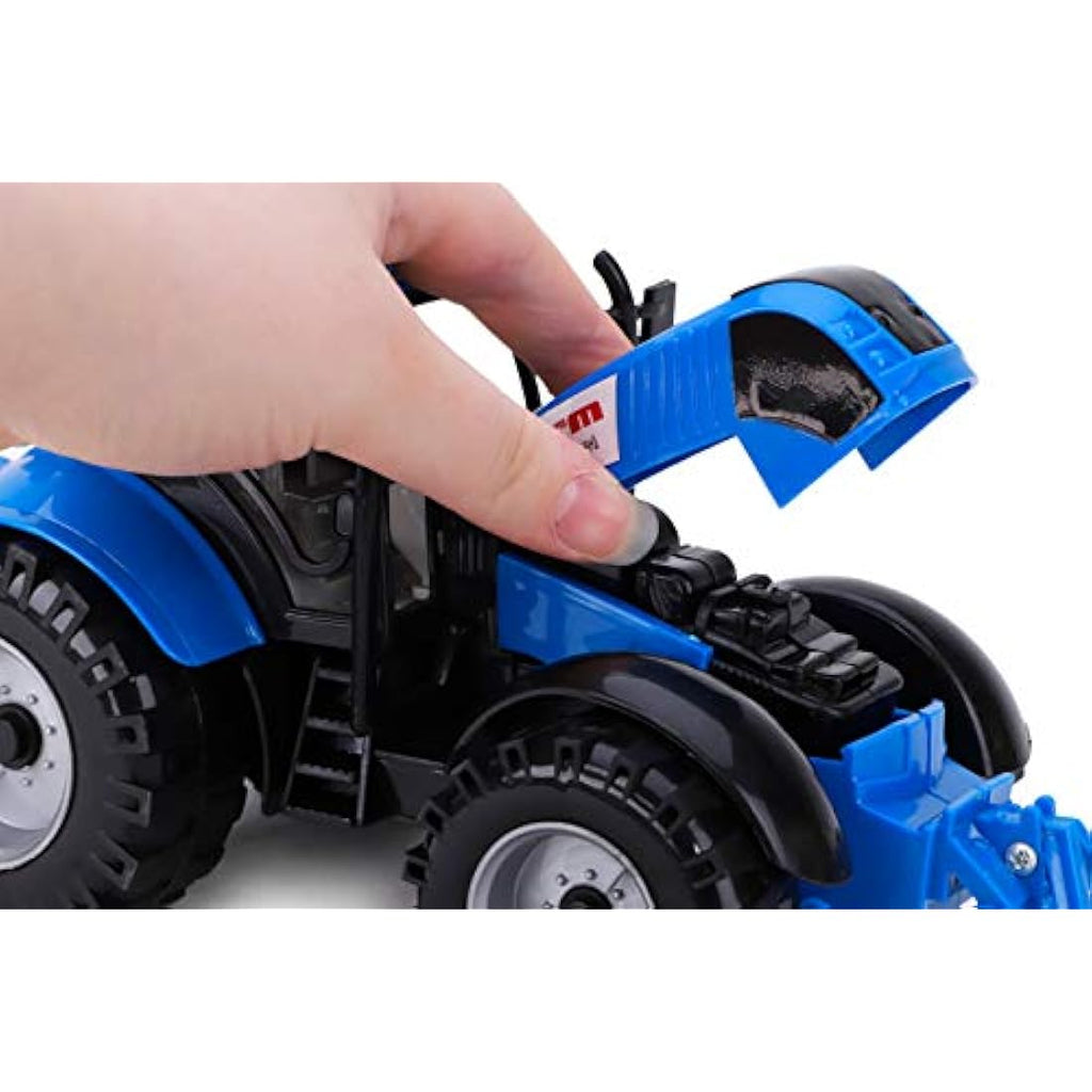Toyland Friction Powered Farm Tractor with Opening Hood - Blue
