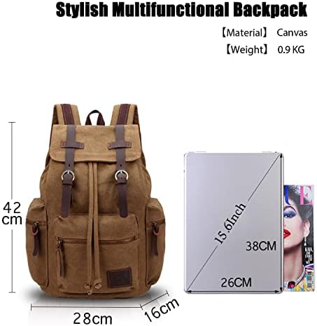 Vintage Canvas Hiking Backpack | Large Laptop Rucksack Green