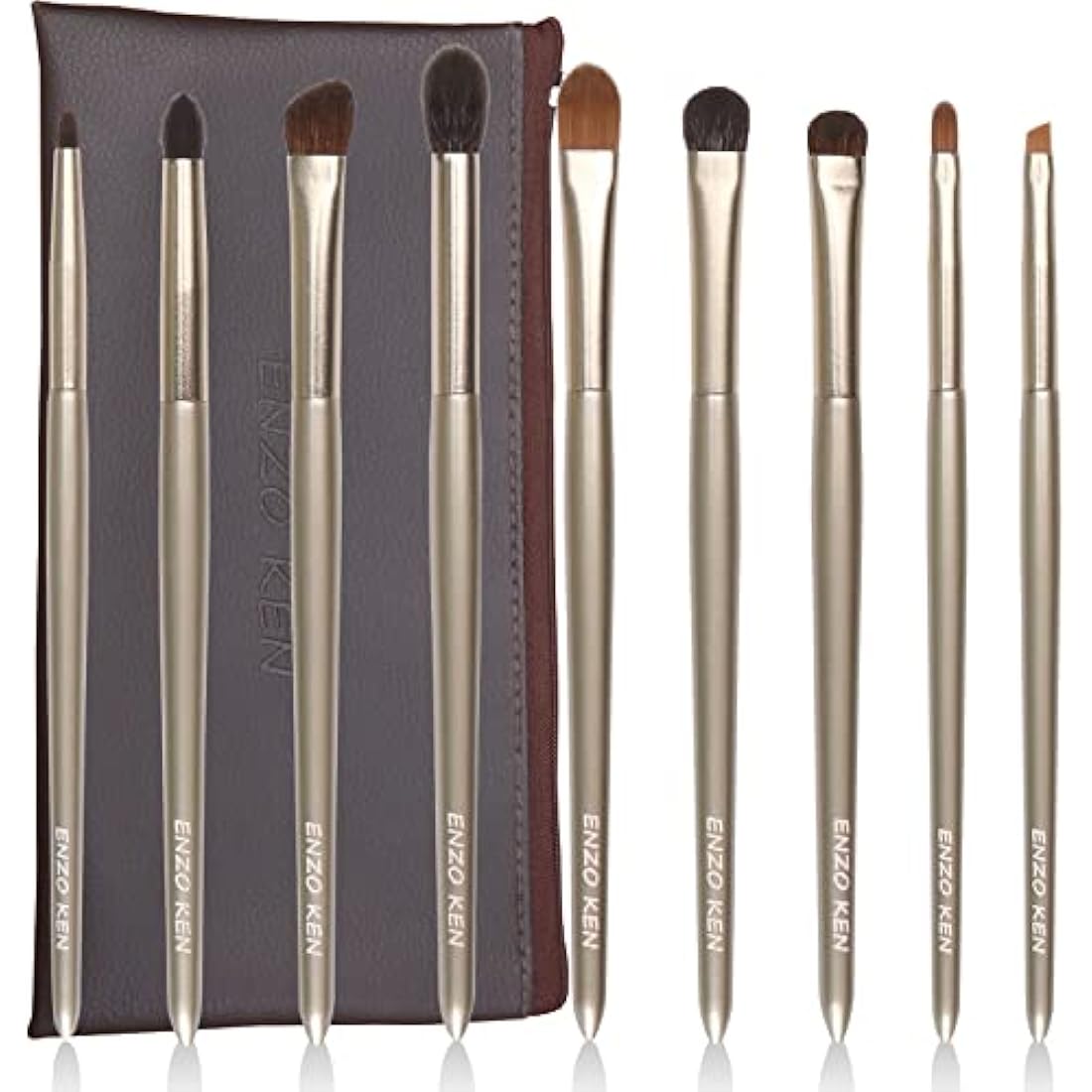 ENZO KEN Natural Goat Hair Eye Shadow Brush Set | 12pc Gold Pro Kit