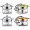 Wilprep 4-Pack Round Chafing Dish Buffet Set | 5L Stainless Steel Food Warmers