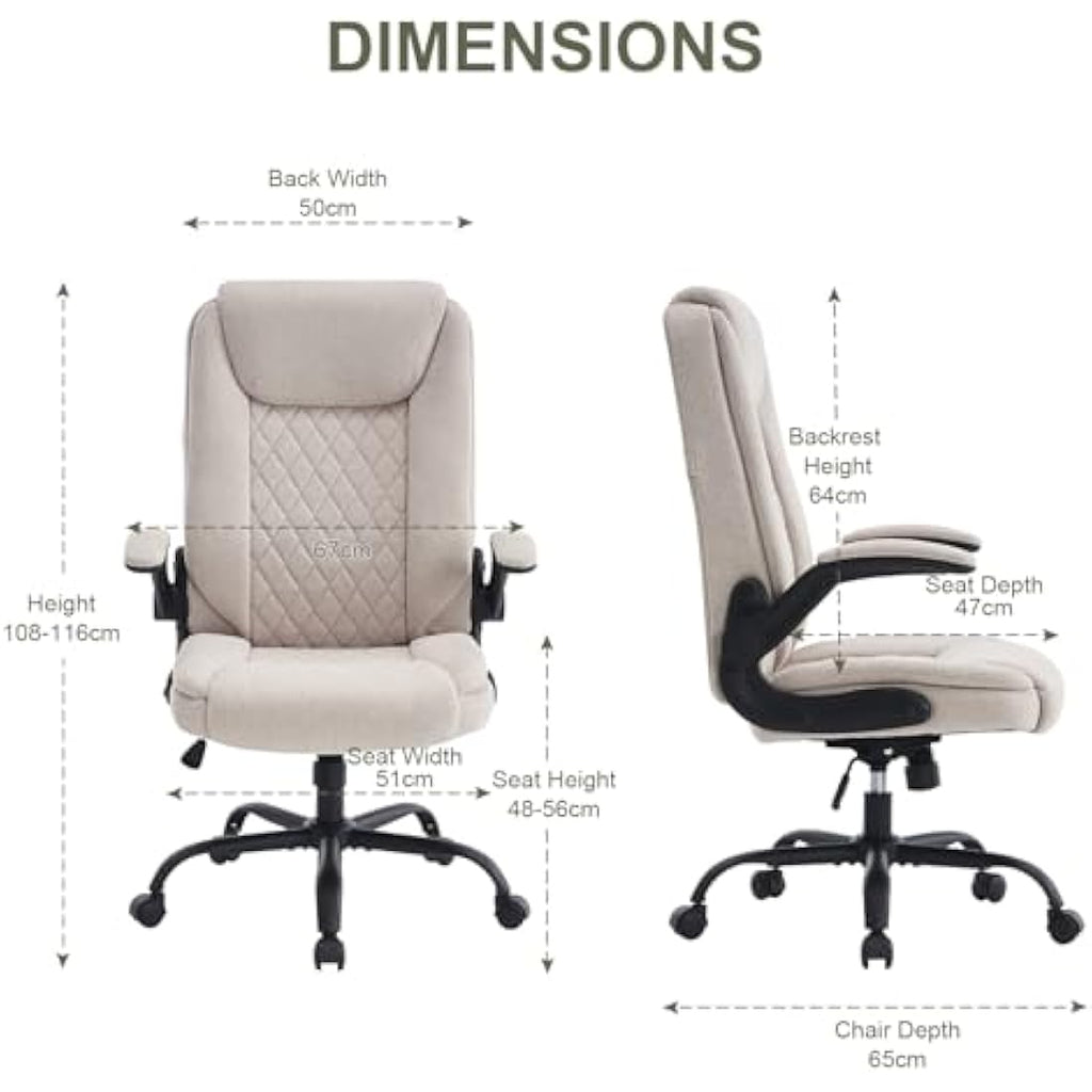 CASTLOVE Ergonomic Office Chair – High Back Fabric Desk Chair, Cream