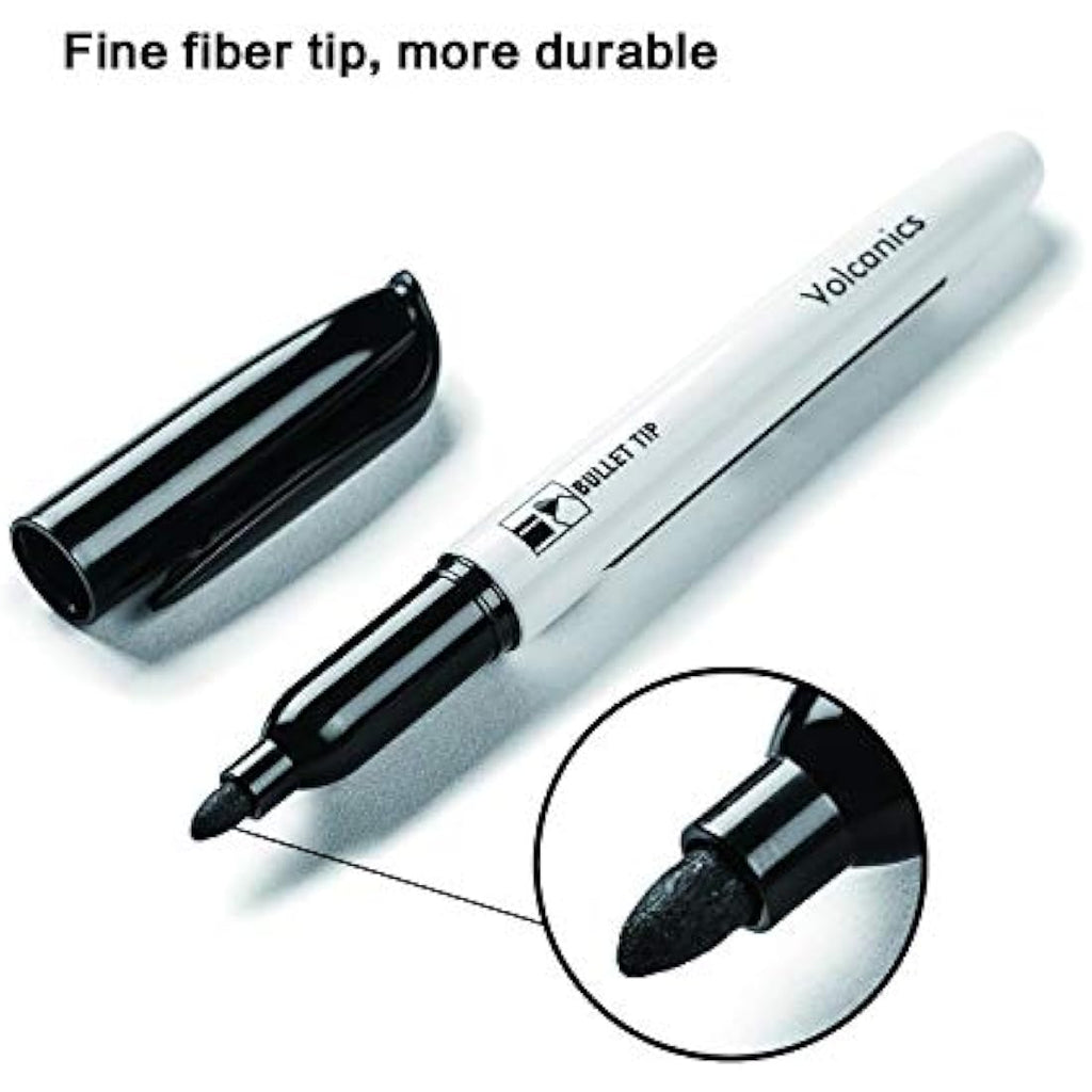 Volcanics Dry Erase Markers – 30 Pack Black Fine Tip Low Odour Pens