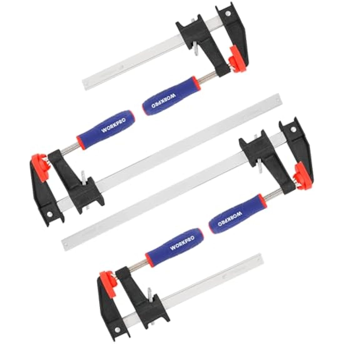 WORKPRO Heavy Duty F Wood Clamps - 4-Pack 150mm & 300mm Quick-Release