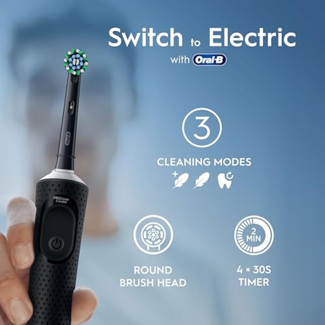 Oral-B Vitality Pro Electric Toothbrush – 3 Modes & 2 Brush Heads, Black