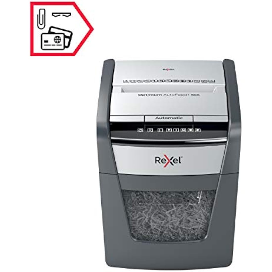 Rexel Optimum Auto Feed+ 50X Cross Cut Paper Shredder | 20L Bin